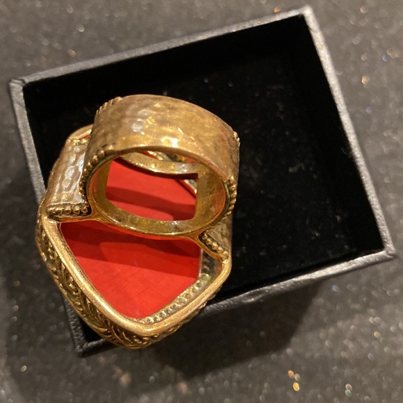 Bronze and Carved Resin Statement Ring - Picture 3 of 4